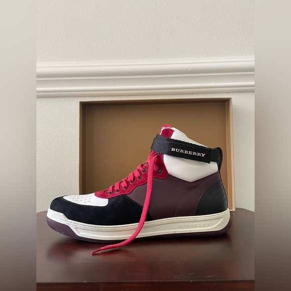 Burberry Multicolor Leather and Suede Dennis High Top Sneaker - Picture 10 of 13